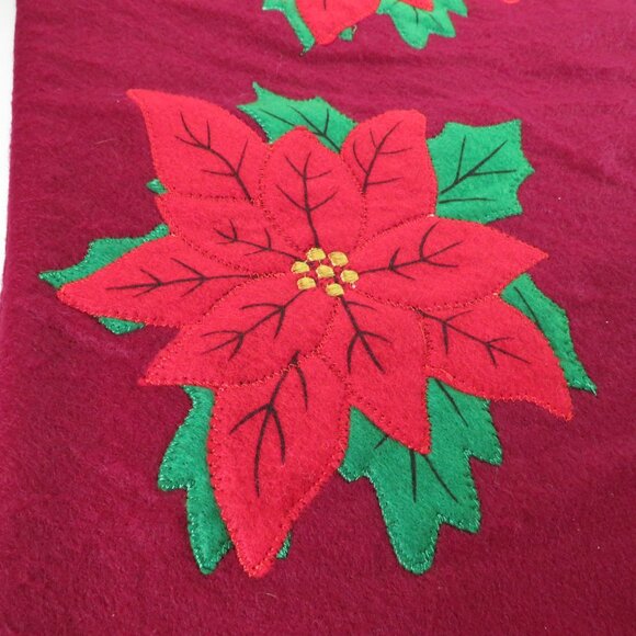 Giant Poinsettia Stocking vintage traditional embroidered 36 in Long plus - Picture 5 of 8